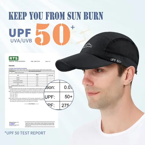 Vista 60 de ELLEWIN Gorra de béisbol unisex UPF 50 sin estructura, con pico grande y plegable