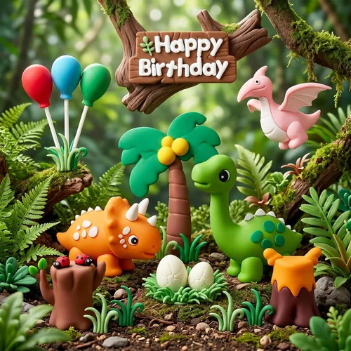 Vista 3 de Knana 17 adornos de dinosaurio para tartas de dinosaurio, decoraciones de cumpleaños