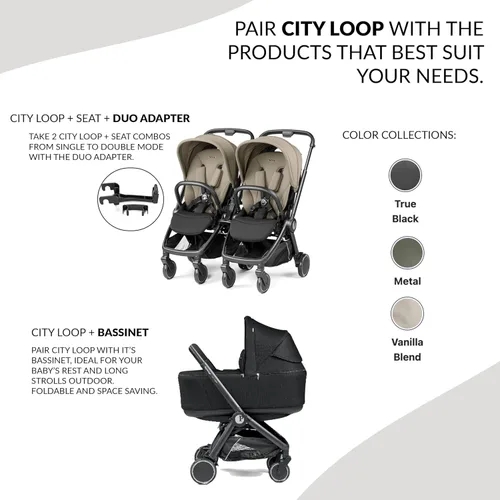 Vista 3 de PEG City Loop Frame con Primo Viaggio Urban Mobility Asiento de Coche Combo Compact Travel System, Air Travel Friendly, Includes City Loop Frame &
