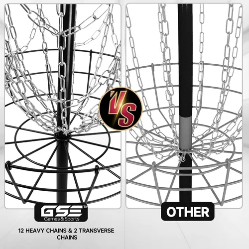 Vista 6 de GSE Portable 12-Chain Disc Golf Basket, Regulation-Size Goal Target PDGA-standard disc golf basket with 12 Lightweight chains, all-metal