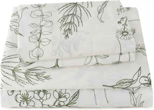 Vista 62 de Yibeizi - Juego de sábanas con estampado floral para cama de tamaño queen, sábanas de microfibra con patrón botánico boho, fundas para almohada
