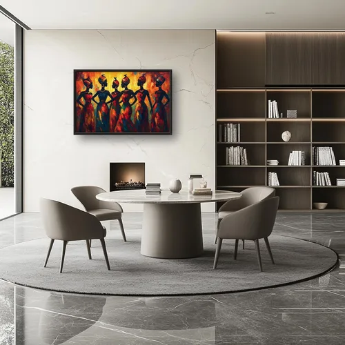 Vista 8 de Arte de pared grande para sala de estar, lienzo africano, decoración de pared, imágenes tribales afroamericanas, siluetas de mujeres, pinturas