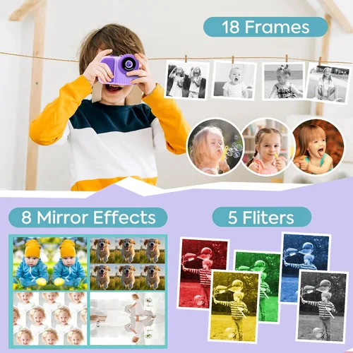 Vista 3 de Cámara digital de impresión instantánea para niños de 3.5 pulgadas para niños y niñas de 3 a 12 años