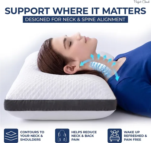 Vista 4 de Perfect Cloud - Almohada de espuma viscoelástica de doble temperatura, ajustable Memory foam pillow with a cooling, breathable design and an