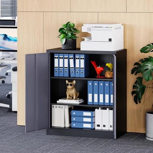 Vista 11 de MIIIKO Gabinete de Metal para Almacenamiento, Gabinete de Almacenamiento de Acero Alto con Puerta con Cerradura y 5 Estantes, Organizador de Negro