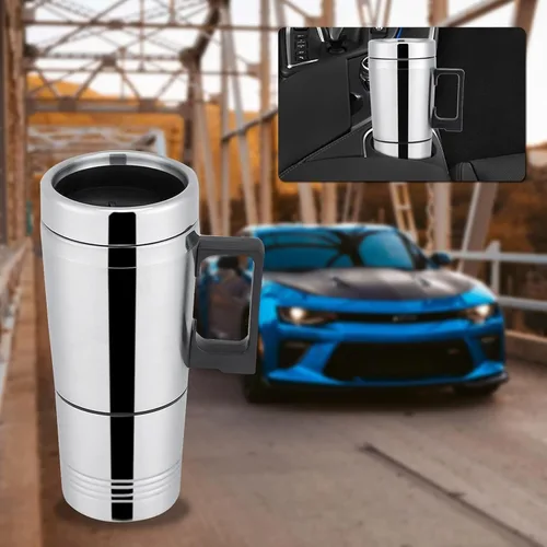 Vista 8 de Hervidor de té eléctrico para automóvil, de 10.1 fl oz, 24 V, portátil, de acero inoxidable, calentador de agua para automóvil, taza de calefacción