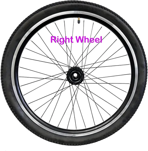 Vista 3 de Ruedas triciclo para adultos, llanta de aleación de doble pared, 36 x 13 G, radios negros con neumático y tubo para eje de 0.591 in