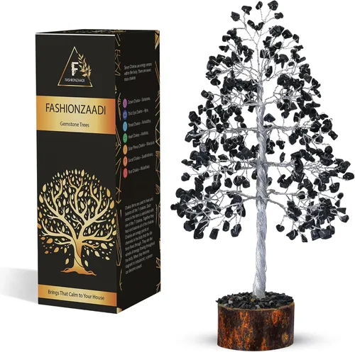 Vista 19 de FASHIONZAADI Árbol de Gemas de Turmalina Negra - Árbol Bonsái de Dinero Feng Shui para Decoración del Hogar - Regalo Espiritual de Cristal