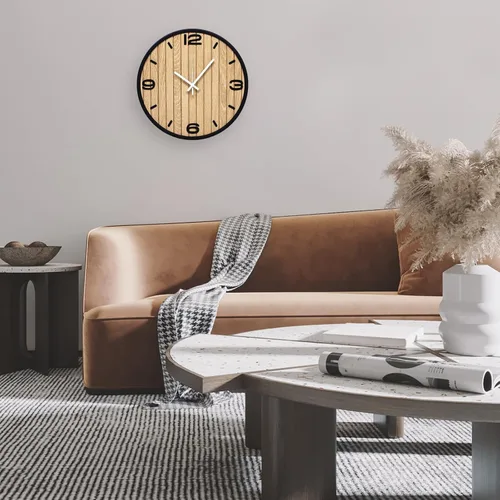 Vista 9 de Reloj de pared redondo de 10 pulgadas, funciona con pilas, de madera, de cuarzo, silencioso, decorativo, analógico, para apartamento, sala de estar
