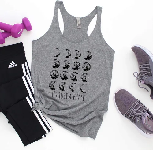 Vista 2 de Women's Graphic Racerback Tank Top, Shirts with Sayings, Yoga Tee