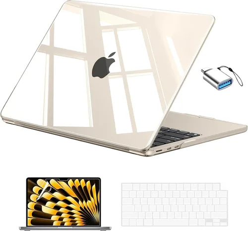 Vista 15 de EooCoo Funda para MacBook Air de 13 pulgadas M5/M4/M3/M2 2026-2022, color Crystal Black
