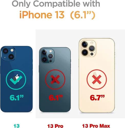 Vista 2 de Funda tipo cartera compatible con iPhone 13, funda protectora delgada con tarjetero, cuero PU con soporte y ranuras para tarjetas con un cristal