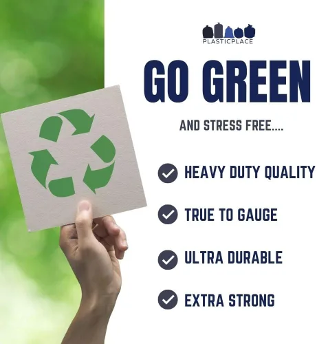 Vista 5 de Plasticplace Bolsas de reciclaje de 12-16 galones │ 1.2 mil │ Revestimientos para botes de basura azules con logotipo │ 24 x 31 pulgadas