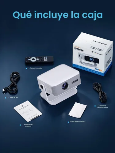 Vista 8 de Wielio Proyector inteligente con Wifi Bluetooth 400 ANSI para Google TV