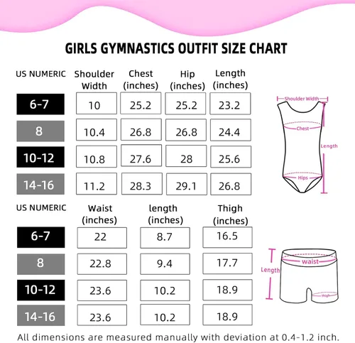 Vista 6 de MEILONGER Leotardos de gimnasia para niñas, de manga larga con pantalones cortos, trajes brillantes de una pieza para niños, colorido traje de baile