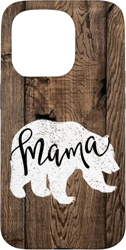 Vista 14 de Woodgrain Rustic Farmhouse Shiplap Brown Wooden Mama Bear Case for iPhone 17