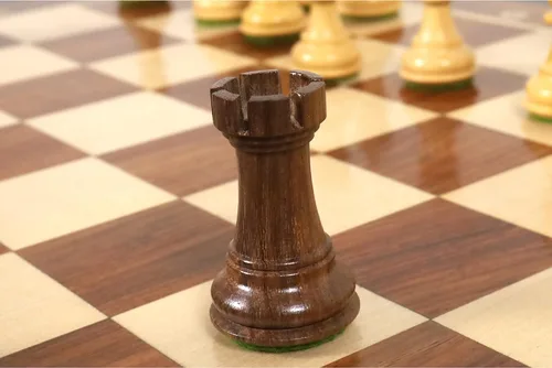 Vista 8 de Royal Chess Mall - Juego de piezas de ajedrez Queens Gambit Staunton de 3.75" - Palisandro dorado