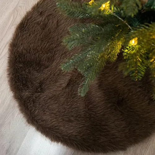 Vista 20 de Falda de árbol de Navidad de felpa negra de 24 pulgadas, pequeña, de piel sintética gruesa, lujosa decoración navideña para Año Nuevo, decoración