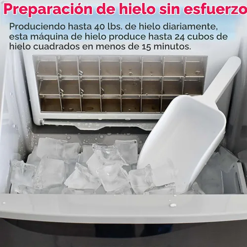 Vista 7 de Frigidaire Máquina de hielo EFIC452, máquina de hielo de acero inoxidable para encimera con ventana transparente, máquina de cubitos de hielo Negro
