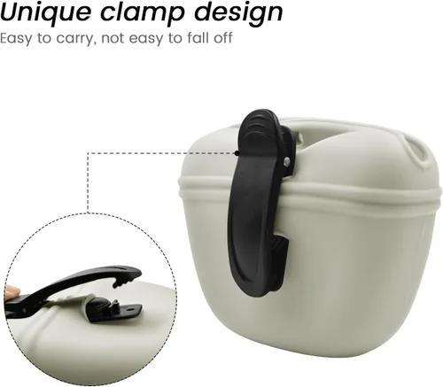 Vista 4 de AUDWUD - Bolsa de silicona para perros con cierre magnético con clip seguro Upgraded clip keeps your treat pouch secure during training.Magnetic