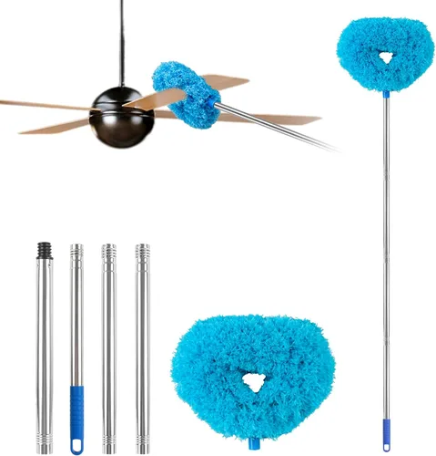 Vista 11 de Limpiador de Ventilador de Techo Plumero Reutilizable de Microfibra Limpiador de Aspas de Ventilador de Techo Plumero Extraíble con Poste