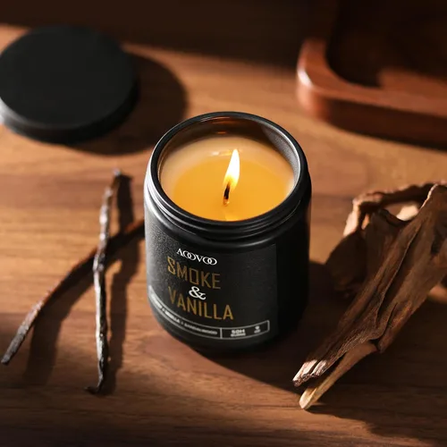 Vista 2 de AOOVOO Velas perfumadas para hombres – Velas de humo y vainilla para el hogar, vela negra masculina, regalo para mujeres y hombres, regalos