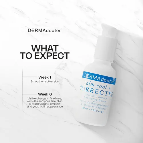 Vista 6 de DERMAdoctor Suero de Bakuchiol para cara, calma fresca + suero de retinol Bakuchiol corregido alternativa para pieles sensibles, antienvejecimiento