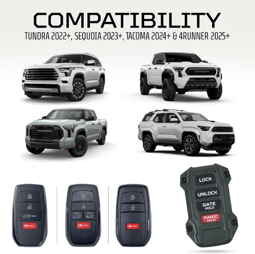 Vista 2 de AJT DESIGN Llavero de repuesto compatible con Toyota Tacoma (2024+), Tundra (2022+), 4Runner (2025+) y Sequoia (2023+) Hecho a medida en Estados