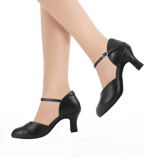 Vista 5 de Zapatos de baile latino de salsa de salón para mujer, zapatos de carácter con correa de tobillo para boda