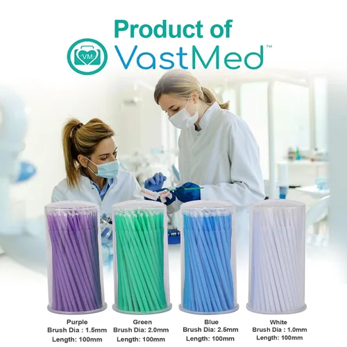 Vista 2 de 400 Unids Micro Aplicadores Dentales Cepillos Microbrush Aplicadores Microbrush Desechables Microswabs Para Extensiones De Pestañas - Azul