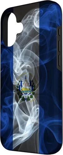 Vista 2 de iPhone 16 Smoky El Salvador Flag - Funda de orgullo salvadoreño estilo humo