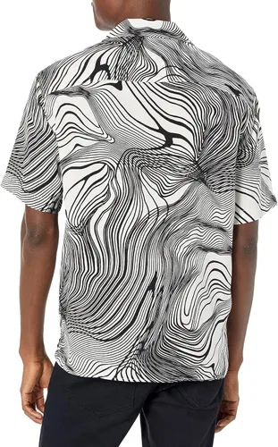 Vista 2 de The Kooples Camisa estampada con botones y cuello hawaiano para hombre, BlancoNegro