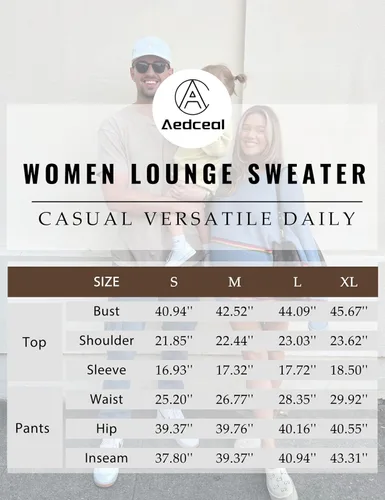 Vista 7 de Aedceal Conjunto de suéter marinero para mujer, suéter de punto a rayas, pantalones largos, pijamas para descansar