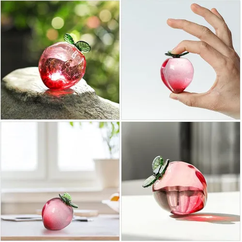 Vista 9 de Housoutil Estatua de cristal Estatua de fruta de cristal decorativa de fruta artificial adorno miniatura escritorio escritorio pisapapeles escultura