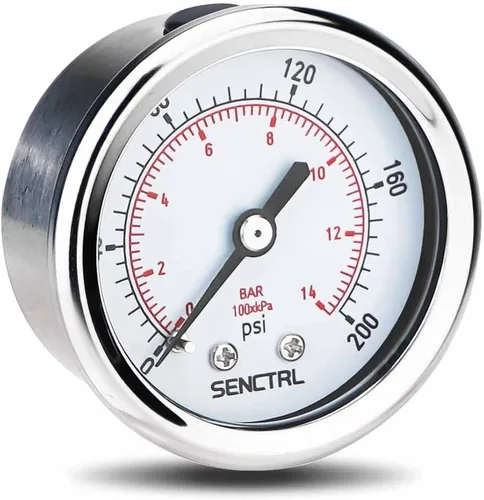 Vista 11 de SENCTRL - Medidor de presión de vacío de 30inHg, esfera de 2", NPT de 1/8, montaje inferior, estuche de acero inoxidable, resistente al agua