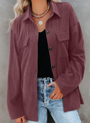 Vista 4 de ZOLUCKY Womens Shackets Jacket Plus Size Long Sleeve Button Down Shirts Blouses Tops