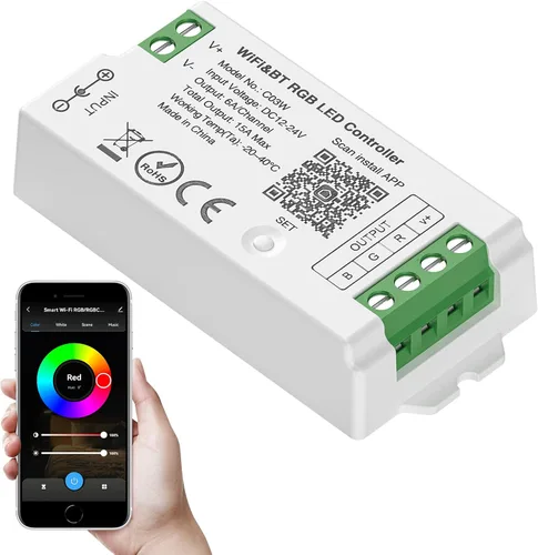 Vista 9 de SEZO WB5 5 en 1 Tuya WiFi 2.4GHz PWM LED controlador para atenuación RGB RGBCCT RGBW LED tira compatible con Alexa/Google Home/Tuya Smart Life APP