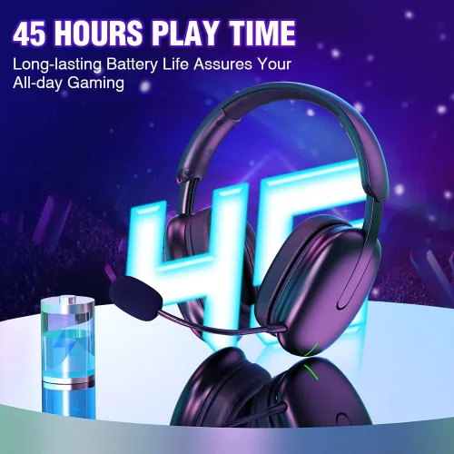 Vista 3 de WolfLawS TA82 Auriculares inalámbricos para juegos con micrófono desmontable con cancelación de ruido para PS5 PS4 PC, auriculares USB de 2.4 GHz