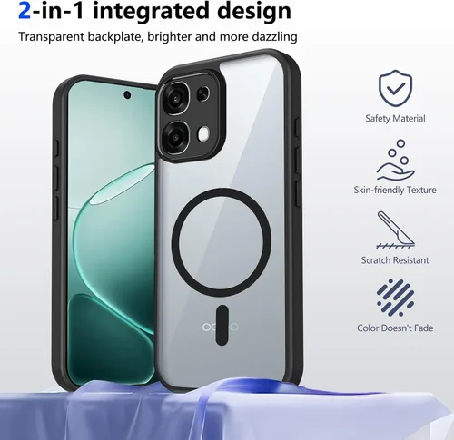 Vista 452 de Funda magnética transparente compatible con Xiaomi 17T, color negro 2 en 1 PC + TPU cubierta de teléfono a prueba de golpes, carcasa protectora