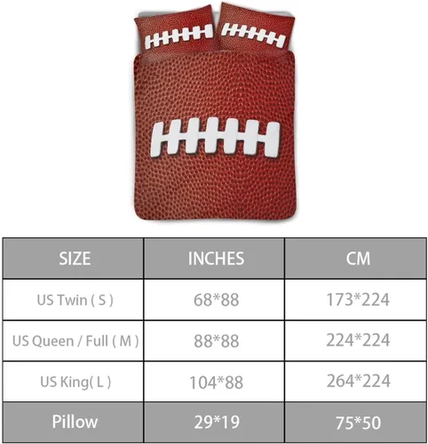 Vista 4 de BIGCARJOB Juego de edredón de fútbol para niños, juego de funda de edredón deportiva con estampado de fútbol americano, colcha vintage