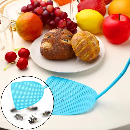 Vista 5 de Boao Matamoscas a granel de plástico a granel colorido fuerte flexible manual matamoscas control de plagas mango largo matamoscas duradero