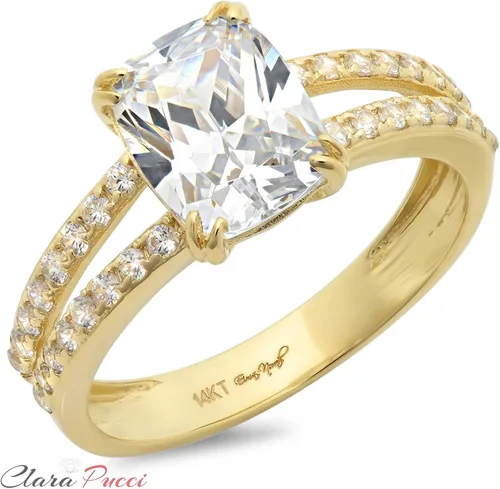 Vista 6 de Anillo de compromiso de 3,50 quilates con diamante de imitación de oro amarillo de 14 k