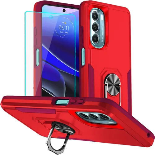 Vista 11 de HNHYGETE Funda para Moto G Stylus 5G 2022, con protector de pantalla, a prueba de golpes, grado militar, resistente, con función atril de anillo