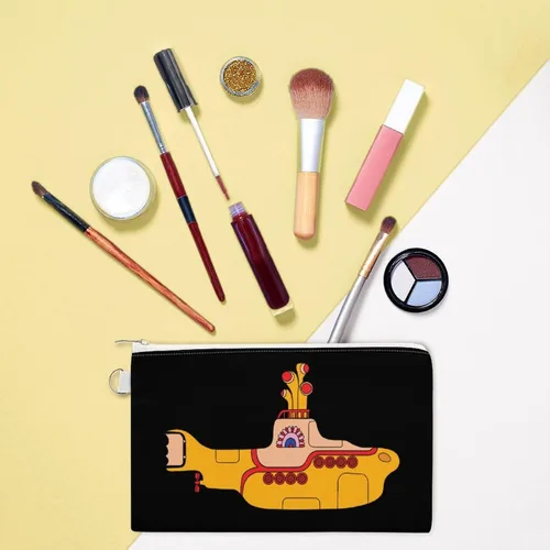 Vista 6 de Divertido monedero submarino amarillo monedero lona cero cartera maquillaje joyería organizador bolsa tarjetas titular para las mujeres