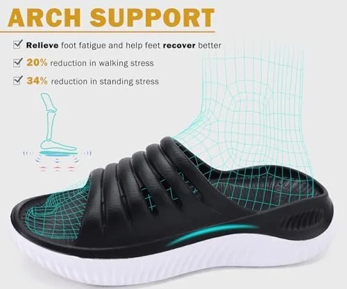 Vista 4 de KuaiLu - Sandalias de recuperación para mujer con cómodo apoyo para fascitis plantar, ortopédicas, con puntera abierta, amortiguación gruesa que