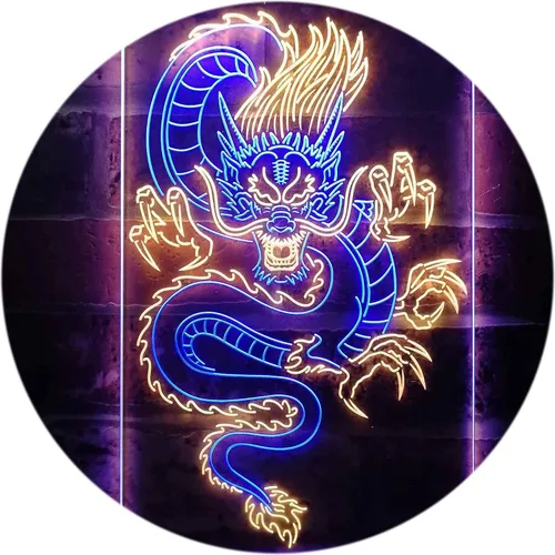 Vista 18 de Cartel de neón ADVPRO LED con dragón chino, letrero de neón LED de color dual st6-i3225