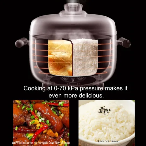 Vista 8 de Olla a presión eléctrica 4L, 70KPa, 10 presets, pantalla digital, temporizador de 24 horas 4L smart pressure cooker with 70KPa cooking, 10 presets