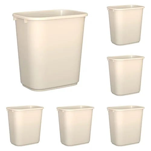 Vista 12 de Cubo de basura rectangular beige de 13 cuartos de galón / 3 galones para dormitorio, oficina, baño, se adapta debajo del escritorio
