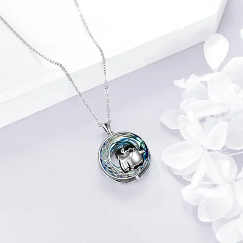 Vista 5 de Pingüinosperezosospandasbúhospanda rojojirafagatosllamasdinosaurioosocerdo monoconejito de Pascua, regalos de pingüinos, plata de ley 925, joyería