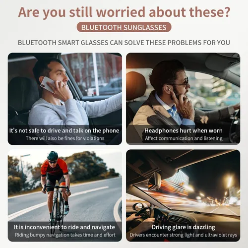 Vista 7 de Lentes inteligentes para hombres y mujeres, lentes de sol inteligentes para deportes al aire libre Open-Ear, UV Protection Polarized Bluetooth